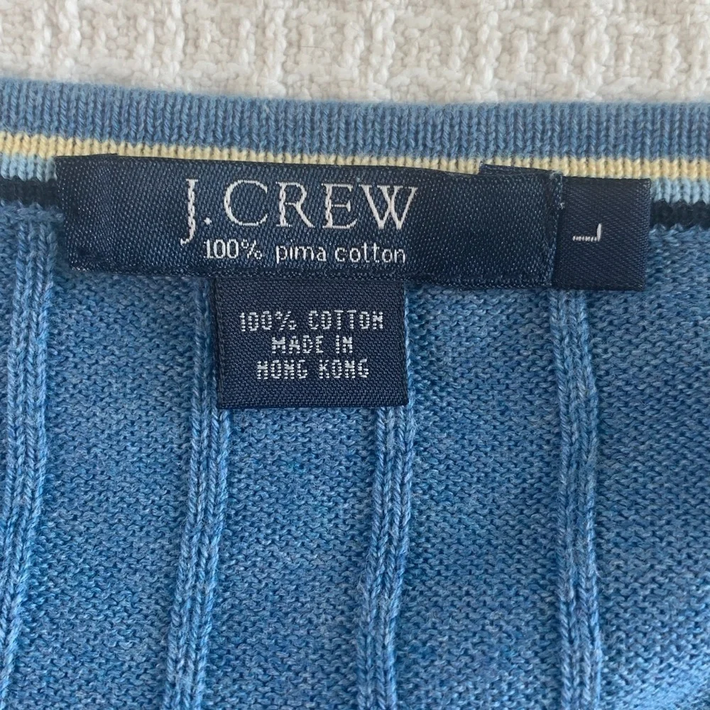 J Crew mens blue v-neck ribbed sweater size large